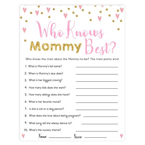 Who Knows Mommy Best Printable